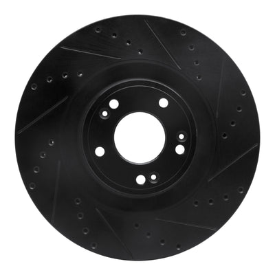 R1 11-17 Genesis G80 Front Right Drilled & Slotted Black Brake Rotor