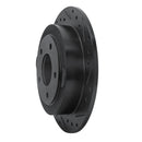 R1 95-02 Mazda Millenia Rear Right Drilled & Slotted Black Brake Rotor