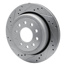 R1 03-11 Lincoln Town Car Rear Left Drilled & Slotted Silver Brake Rotor