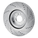 R1 19-24 Infiniti QX55 Front Left Drilled & Slotted Silver Brake Rotor