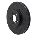 R1 08-19 BMW X5 Front Left Drilled & Slotted Black Brake Rotor