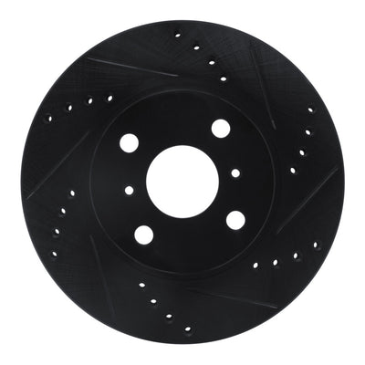 R1 06-19 Scion IQ Front Right Drilled & Slotted Black Brake Rotor