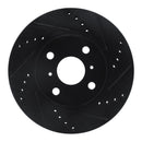 R1 06-19 Scion IQ Front Right Drilled & Slotted Black Brake Rotor