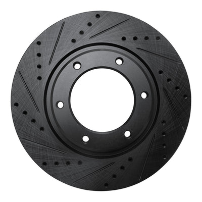 R1 93-97 Lexus LX450 Front Left Drilled & Slotted Black Brake Rotor