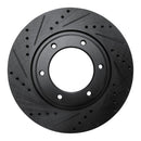 R1 93-97 Lexus LX450 Front Left Drilled & Slotted Black Brake Rotor