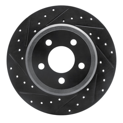 R1 05-23 Chrysler 300 Rear Left Drilled & Slotted Black Brake Rotor