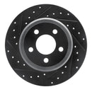 R1 05-23 Chrysler 300 Front & Rear Drilled & Slotted Black Brake Rotor Set
