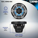 DS18 Hybrid Marine Speaker w/ Driver And RGB LEDs 6.5in 2-Way 250 Watts RMS 4 ohm Black w/ Covers