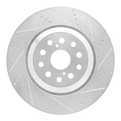 R1 07-23 Lexus LS600h Right Front Drilled & Slotted Silver Brake Rotor