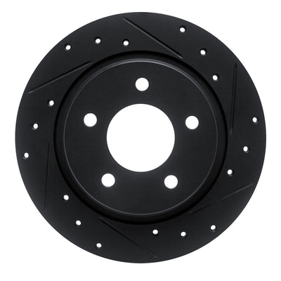 R1 04-13 Mazda 3 Rear Right Drilled & Slotted Black Brake Rotor