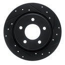 R1 04-13 Mazda 3 Rear Right Drilled & Slotted Black Brake Rotor