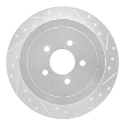 R1 03-11 Lincoln Town Car Rear Right Drilled & Slotted Silver Brake Rotor