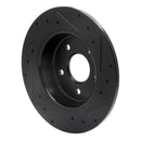 R1 13-18 Ford Transit Connect Rear Left Drilled & Slotted Black Brake Rotor