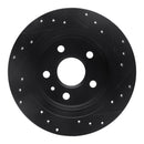 R1 11-16 Buick Regal Rear Left Drilled & Slotted Black Brake Rotor