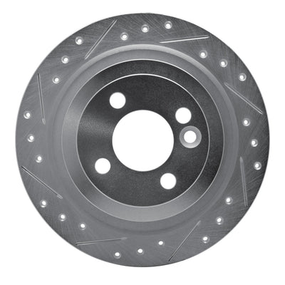R1 09-14 Mini Cooper Clubman Rear Left Drilled & Slotted Silver Brake Rotor