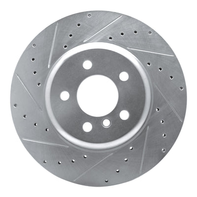 R1 10-19 BMW 640I xDrive Convertible Rear Left Drilled & Slotted Silver Brake Rotor