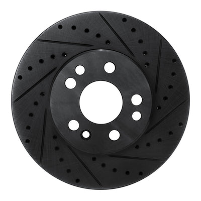 R1 91-99 Mercedes-Benz S350 Front Right Drilled & Slotted Black Brake Rotor