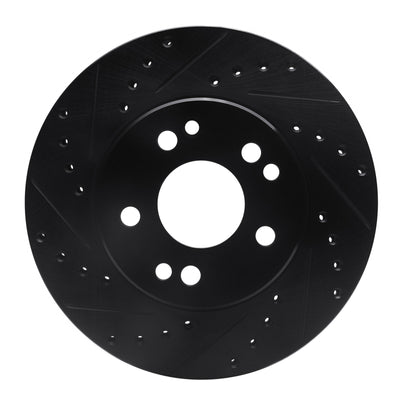 R1 84-95 Mercedes-Benz E300 Front Left Drilled & Slotted Black Brake Rotor