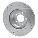 R1 06-12 BMW 330I Front Right Drilled & Slotted Silver Brake Rotor