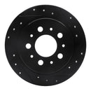 R1 95-97 Volvo 960 Rear Right Drilled & Slotted Black Brake Rotor