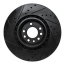 R1 08-11 Saab 9-3 Front Right Drilled & Slotted Black Brake Rotor