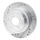 R1 90-94 Subaru Legacy Rear Left Drilled & Slotted Silver Brake Rotor