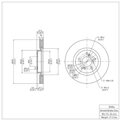 DFC 11-14 Honda Odyssey Front Geospec Rotors w/4000 HybriDynamic Brake Pads w/Hardware