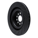 R1 12-21 Tesla Model S Rear Right Drilled & Slotted Black Brake Rotor