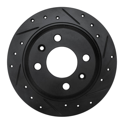 R1 86-98 Saab 9000 Rear Right Drilled & Slotted Black Brake Rotor