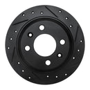 R1 86-98 Saab 9000 Rear Right Drilled & Slotted Black Brake Rotor