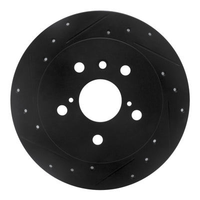 R1 18-24 Toyota Camry Rear Left Drilled & Slotted Black Brake Rotor