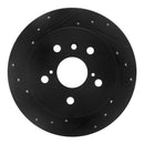 R1 18-24 Toyota Camry Rear Left Drilled & Slotted Black Brake Rotor