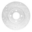 R1 88-06 Nissan NX Front Right Drilled & Slotted Silver Brake Rotor