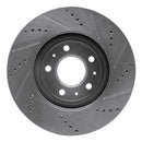 R1 03-08 Cadillac CTS Front Left Drilled & Slotted Silver Brake Rotor