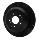 R1 07-12 Hyundai Veracruz Rear Left Drilled & Slotted Black Brake Rotor