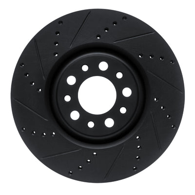 R1 2017-2025 Alfa Romeo Stelvio Front Left Drilled & Slotted Black Brake Rotor