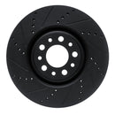 R1 2017-2025 Alfa Romeo Stelvio Front Right Drilled & Slotted Black Brake Rotor