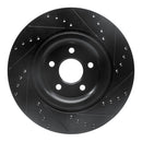 R1 14-21 Jaguar F-Type Rear Left Drilled & Slotted Black Brake Rotor