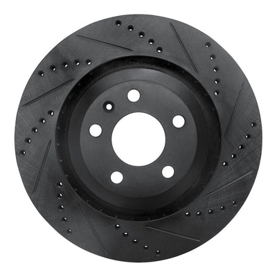 R1 05-11 Audi A6 Quattro Rear Right Drilled & Slotted Black Brake Rotor