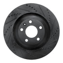 R1 05-11 Audi A6 Quattro Rear Right Drilled & Slotted Black Brake Rotor
