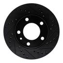 R1 82-89 BMW 635CSI Front Right Drilled & Slotted Black Brake Rotor