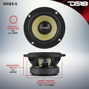 DS18 Deluxe Quality 3.5in Speaker 60 Watts RMS 4 ohm Yellow Straw + Composite Foam Cone Full Range