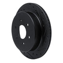 R1 17-24 Nissan Titan Rear Right Drilled & Slotted Black Brake Rotor