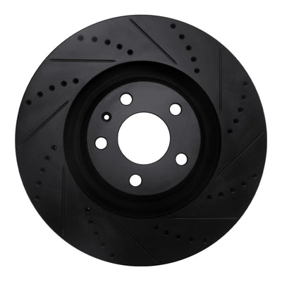 R1 05-11 Audi A6 Quattro Front Right Drilled & Slotted Black Brake Rotor