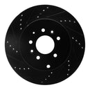 R1 07-15 Mazda CX-9 Rear Left Drilled & Slotted Black Brake Rotor