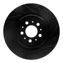 R1 04-07 Volvo V70 Rear Right Drilled & Slotted Black Brake Rotor