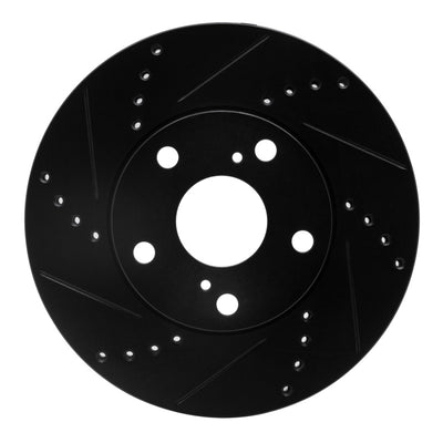 R1 92-06 Lexus ES300 Front Left Drilled & Slotted Black Brake Rotor