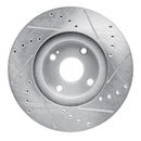 R1 01-05 Mazda Miata Front Left Drilled & Slotted Silver Brake Rotor