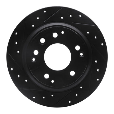 R1 91-99 Acura Legend Rear Left Drilled & Slotted Black Brake Rotor