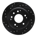 R1 91-99 Acura Legend Rear Left Drilled & Slotted Black Brake Rotor